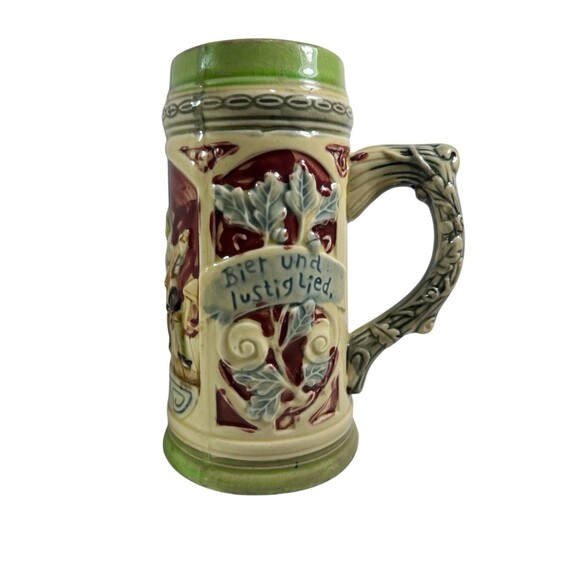 Vintage German Style Prosit Beer Stein Cheers Hand Painted Tavern Scene 7" Tall - Picture 7 of 11